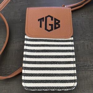 Brown and Black Striped Crossbody Bag